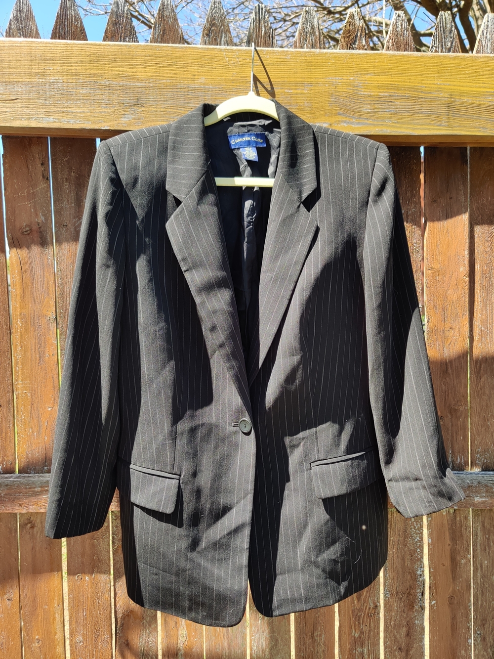Charter Club Black Pinstripe Women's Blazer